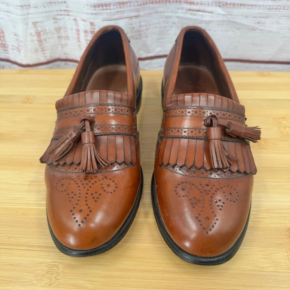 Allen‎ Edmonds Bridgton Tassel Loafer Wingtip Leather Mens Dress Shoes 8.5 Brown